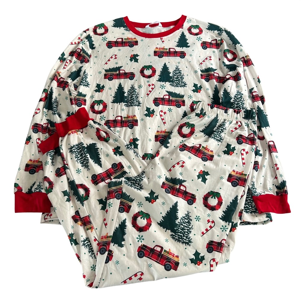 PatPat Christmas Winter Two Piece Pajama‎ Set Mens Size XL White Pajamas Pjs